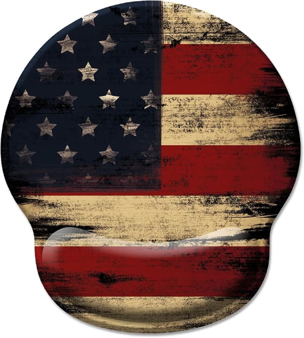 Ergonomisk musemåtte med håndledsstøtte, amerikansk flag gel musemåtter håndledsstøtte, computermusemåtte med skridsikker PU-base, komfortabel musemåtte til