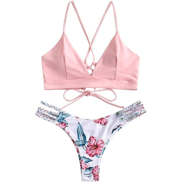 Dames badedragt Halter Ribbed Polka Dot Tie Dye String badedragt Bikini sæt