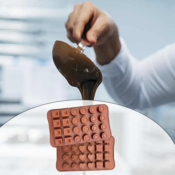 2 stk. chokoladeforme, chokoladeforme, 24 hulrum, silikoneforme, non-stick form til chokolade, 3D silikoneform til kage, chokolade