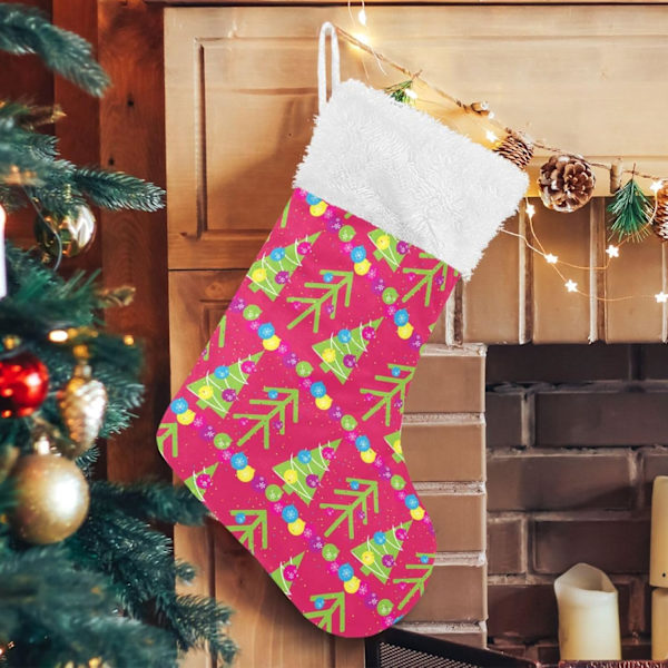Julklapp, Personliga Julklappsstrumpor 2-pack Grön Julgran Blå Polka Dots Röd 45,7 cm Julstrumpor Hängande Ornament Kam
