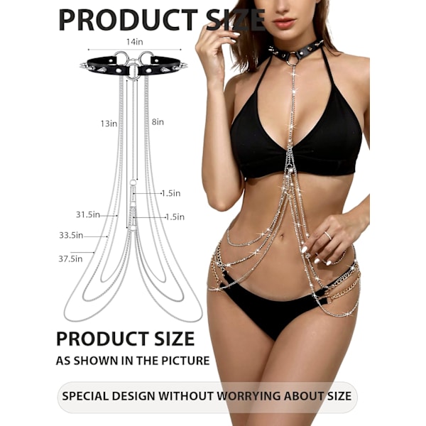 Rhinestone Body Chains Smycken för kvinnor och tjejer Sexiga