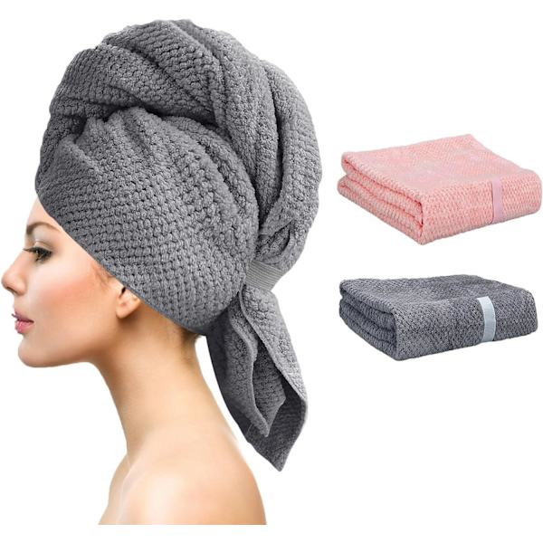 2-pack stor mikrofiberhårhandduksomslag - snabbtorkande superabsorberande handduk (40 * 24 tum)