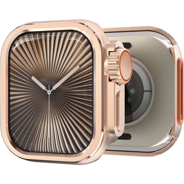 Metallskal för Apple Watch Series 10 46mm, [Förvandla till Ultra-stil] Robust skyddande stötfångare med upphöjd kant skärmskydd för iWatch 46 mm med B