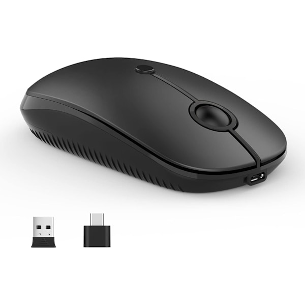 Trådlös mus typ C. Dubbelläge 2,4G trådlös mus USB C sladdlös