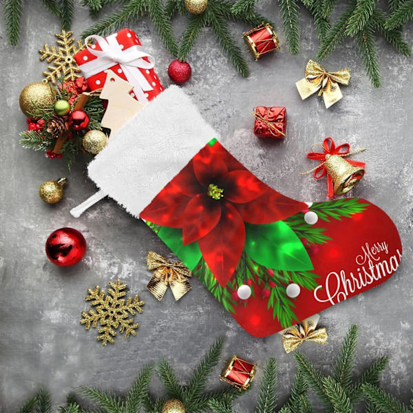 Julklapp, personliga julklappsstrumpor set om 2 God Jul 3D Röd Julstjärna 45,7 cm Julstrumpor Hängande Ornament Eldstad f