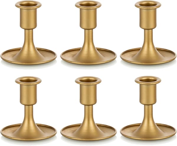 Lysestager til spidse lys, wxsp Guldfarvede lysestager til bordpynt, bryllupsreception, festlig julepejs
