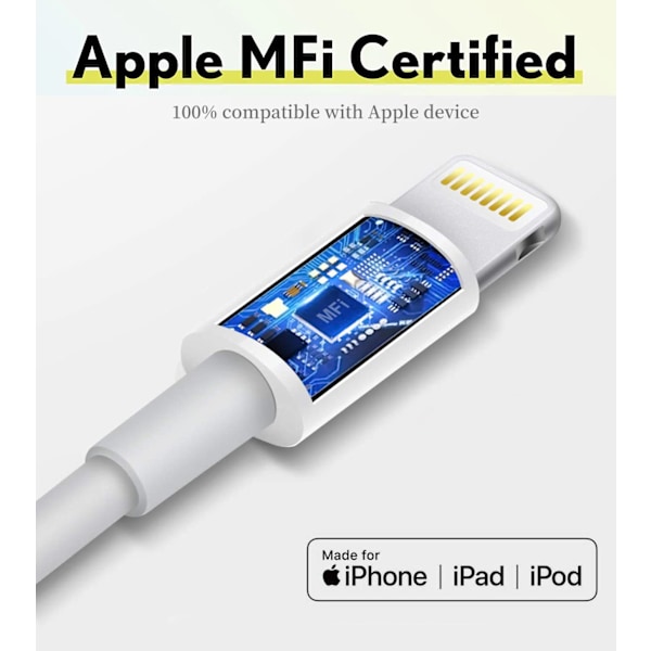 iPhone till 3,5 mm bilstereo aux-kabel. Apple Mfi-certifierad