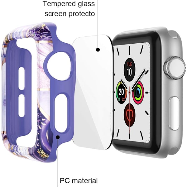 Etui til Apple Watch Series 3/2/1 38mm med indbygget hærdet glas