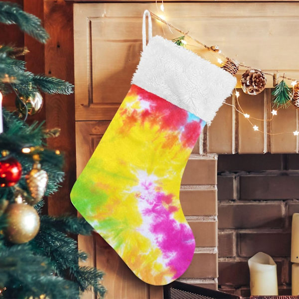 Julklapp, personliga julklappsstrumpor 2-pack Tie Dye Regnbåge Swirl Pride Print 45,7 cm Julstrumpor Hängande Ornament Kamin