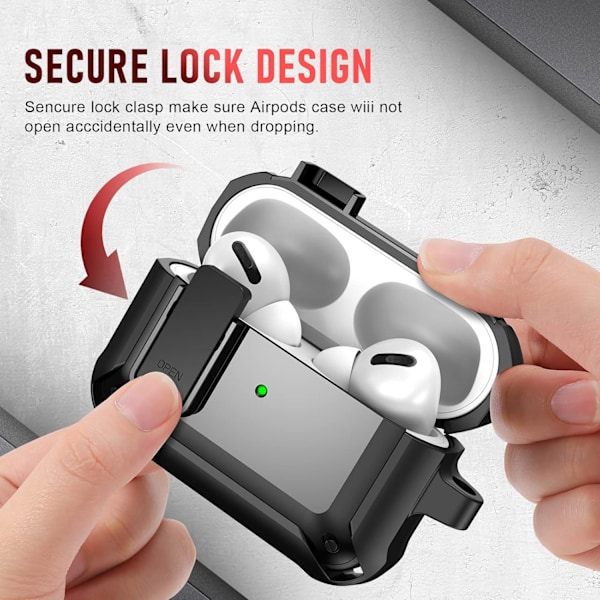 Airpod Pro 2 fodralöverdrag 2022 med Secure Lock Clip