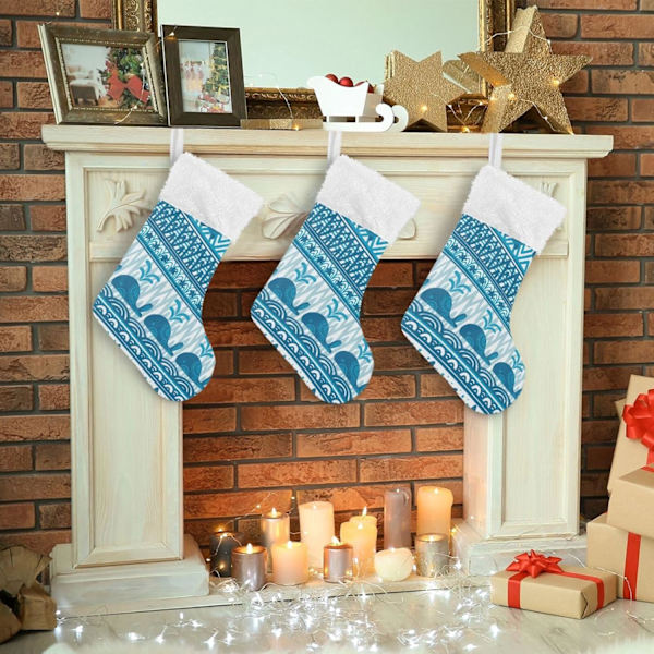 Julklapp, personliga julklappsstrumpor 2-pack Val Havssköldpadda Böhmen 18 tum Julstrumpor Hängande Ornament Eldstad för träd