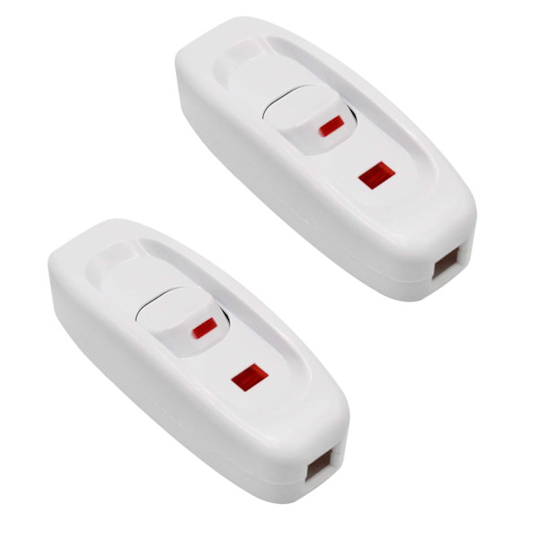 2 st lampknapp Inline-strömbrytare - AC 250V 10A vippströmbrytare PÅ/AV med LED-indikator