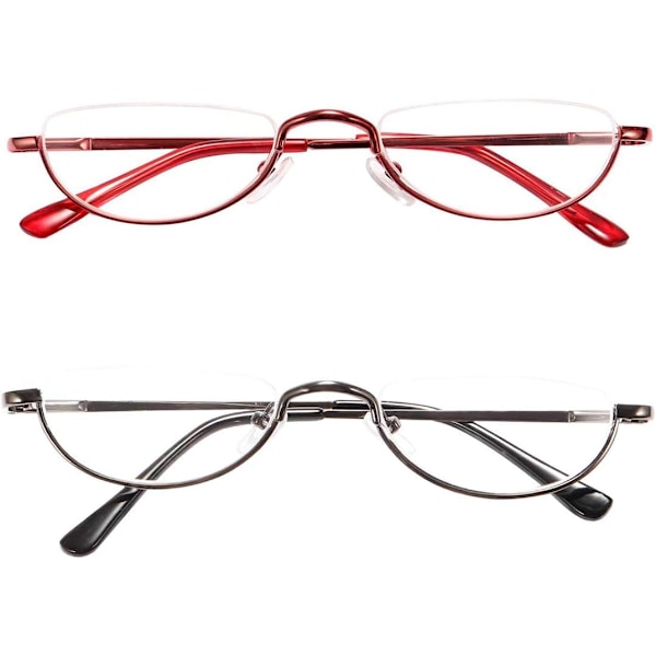 2-pack Retro Designer Halvmåne Läsglasögon - Dam Herr Fjäder