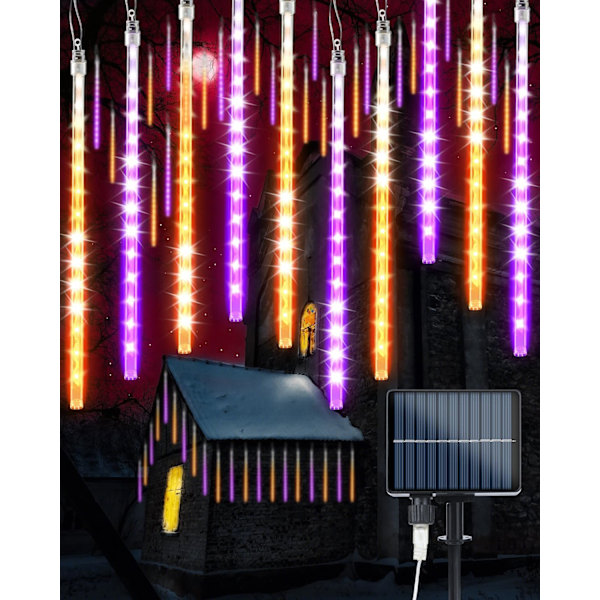 Solcellsbelysning för Halloween 20 rör 480 LED Meteor Shower Icicle Lights Raindrop Lights med timerfunktion Fallande regnljus för semesterfest