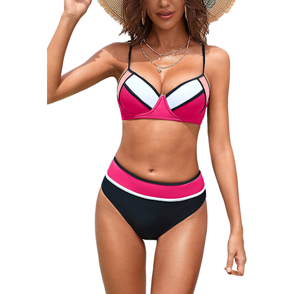 Kvinners Underwire Push Up Bikinisett Høy-Midjet Badedrakt