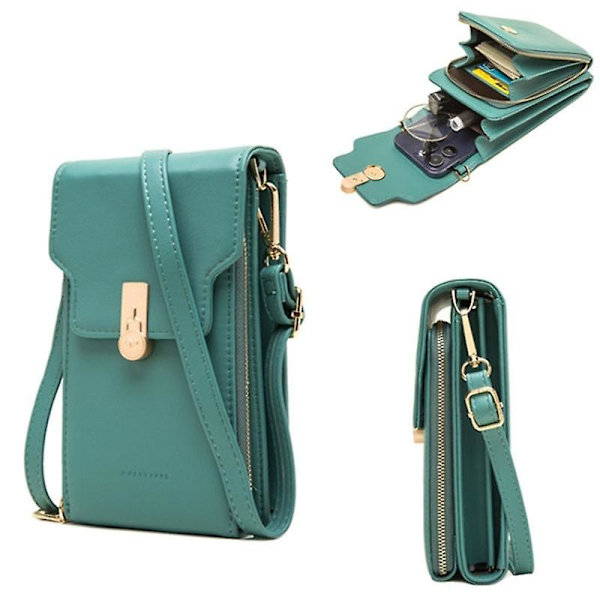 Snygg PU-läder crossbody-väska för kvinnor, telefonkortshållare, enkel axelväska Coral