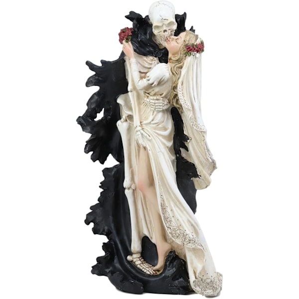 Ebros Bryllup Brud og Dødens Engel Grim Reaper Skelet Kys Figur 14,25\" Høj Kærlighed Dør Aldrig De Dødes Dag DOD Kranier Ossuarium Makaber