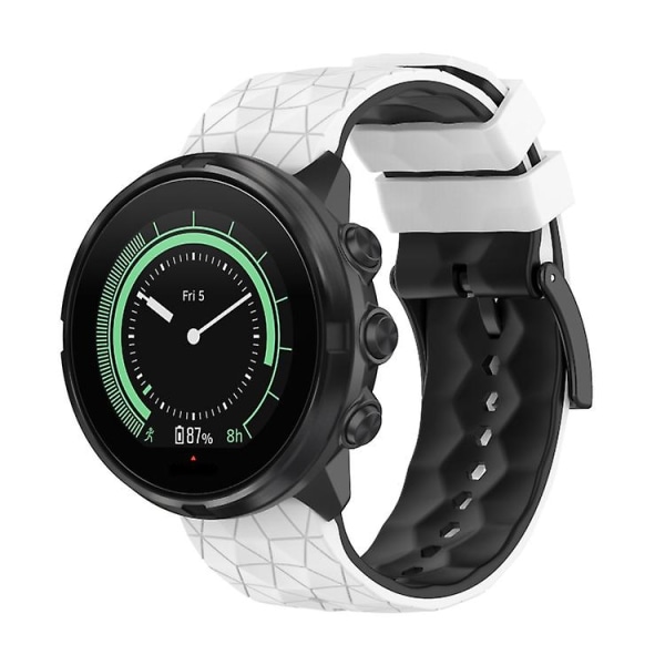 Til Suunto 9 To-farvet silikoneurrem SSQ White Black