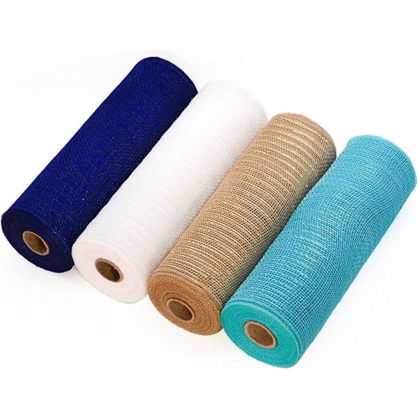 Deco Mesh 10 tommer x 10 meter - Metallic folie poly mesh bånd til