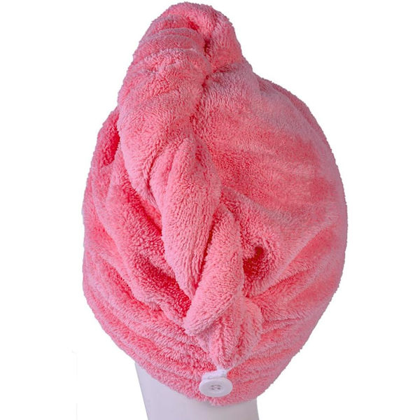 Mikrofiber Hårhandduk Twist Cap - Ultra Absorberande (rosa)