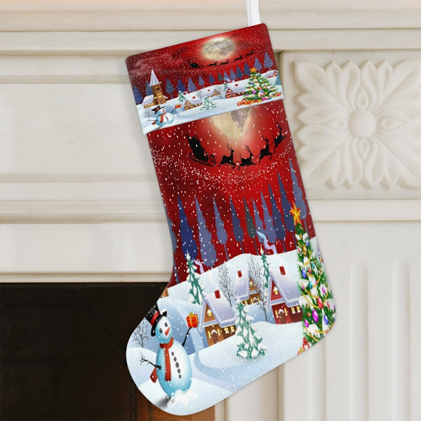 Jultema Konstvägg Dekoration Julstrumpa Presentpåse Semester Xmas Strumpor Sockor för Familj Dekoration Hängande Ornament Fest 45 x 19,8 cm
