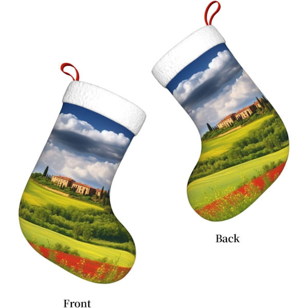 Toscana Vår Julstrumpor Sammet Julstrumpor med Vit Super Mjuk Plysch Manschett Klassisk Jultomte Strumpa Hängande Ornament Dekorationer för