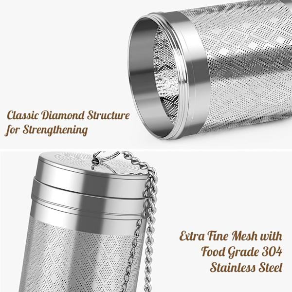 Løs te-si (1 pakke). Opgraderet diamantlook 18/8 rustfrit stål