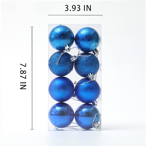 Blå julekule 50mm/1,97 tommer Ornamenter 8/Set 64 PCS Uknuselig