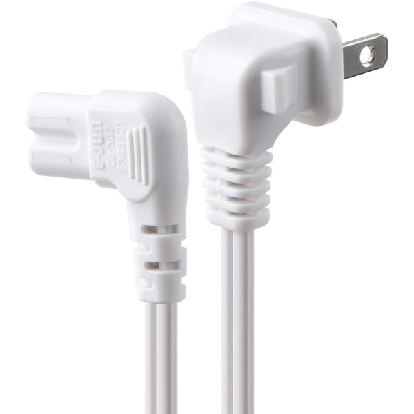 Universell 2-stifts vinklad 18 Awg strömkabel - Nema 1-15P till