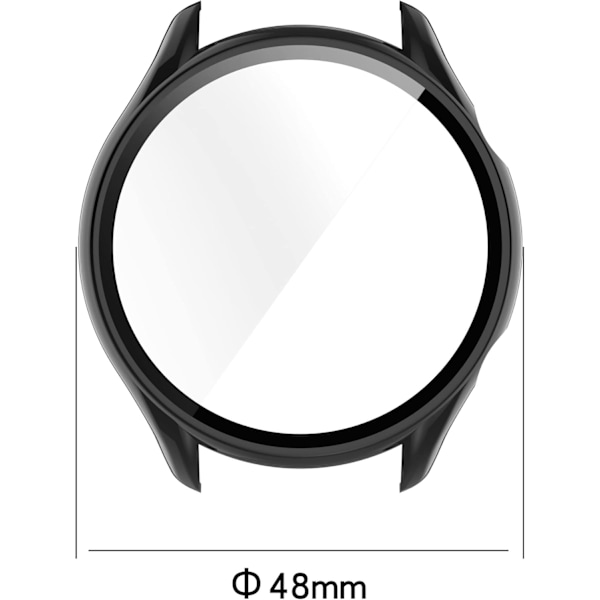 Kompatibel med Amazfit GTR 3 Pro/GTR 3 Skal, PC Slim Skärmskydd Skal Fodral [Pläterad Metallfärg Ram] [3D Full Täckning] med Härdat Glas S
