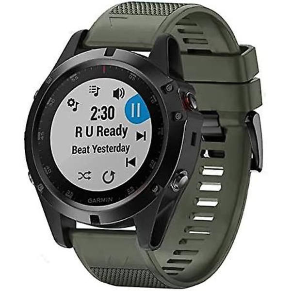 Silikonarmband för Fenix 5x 26mm bredd Kompatibel med Fenix 5x/fenix 5x Plus/fenix 6x Pro ArmyGreen
