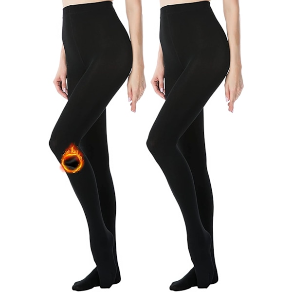 Varma fleecefodrade 400 Denier svarta tights-XL 85-100kg