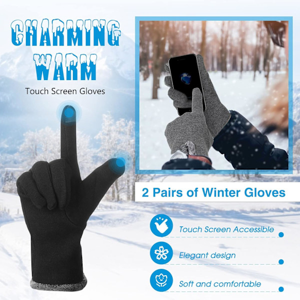 2 par kvinders touch screen vinterhandsker - sms-handsker
