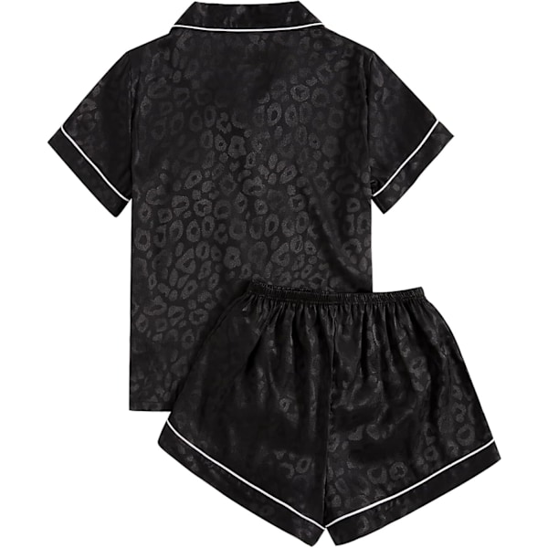 Dam 2-delad satin nattkläder knapp fram pyjamas kortärmad pyjamas set