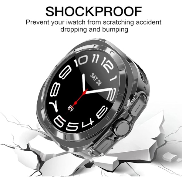 Kompatibel med Galaxy Watch Ultra 47mm Bumper Cover Blød TPU Beskyttelsesetui til Galaxy Watch Ultra 47mm (Grå) grå