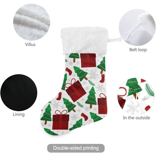 Julklapp, Personliga Julklappsstrumpor 2-pack Julgran Snöflinga 45,7 cm Julstrumpor Hängande Ornament Eldstad för Träd
