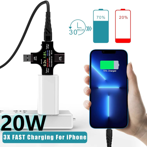 20W USB C til Lightning-kabel hurtiglading 【3Pack-3Ft】