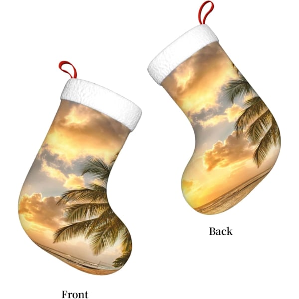 Solnedgång Hawaii Palmträd Julstrumpor, Julstrumpa Julgran Hängande Ornament För Julhelgen Julgåva Sonnenuntergang Haw