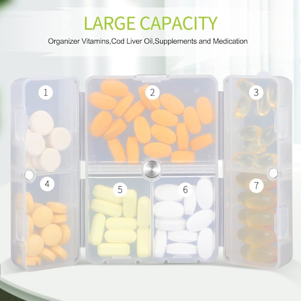 2 stk Daily Pill Organizer, 7 fack Portable Pill