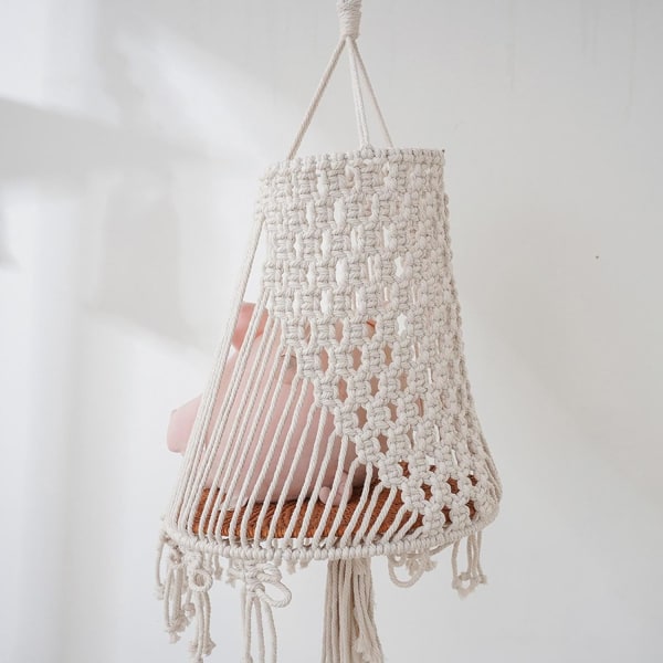 Macrame kattbädd | Kattungesvängsäng | Macrame växtupphängare, katthängmatta för inomhus- och utomhusinredning, husdjurskattsäng för att sova, leka och
