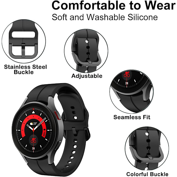 Sport Watch Band Kompatibel med   Galaxy Watch 7/6/5/4/FE Band 40mm 44mm/ Galaxy Watch 6 Classic Band 43mm 47mm/ Galaxy Watch 5 Pro Band 45mm/