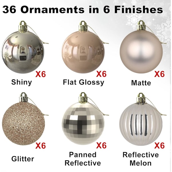 Champagne Gold 2,5\" Julgranskulor Julgransdekorationer Ornament