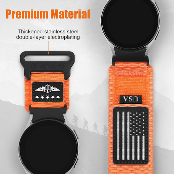 Robust nylonrem til Galaxy Watch 6 Classic 47mm 43mm/5 Pro 45mm/Watch 7 6 5 4 FE 44mm 40mm/4 Classic 46 42mm, One Click-fastgørelse, 20mm uden mellemrum