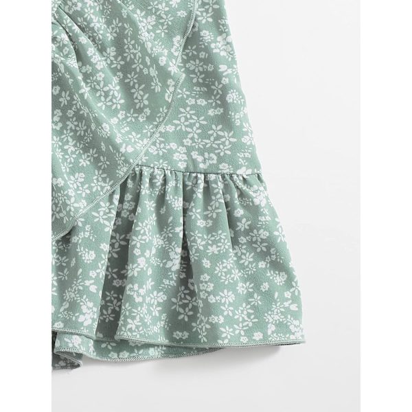 Pigens 2-delt outfit med blomstermønster, ærmeløs crop tanktop