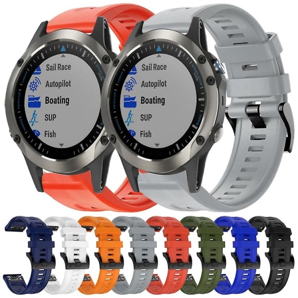 För Garmin Quatix 5 Sapphire Metal Buckle Solid Color Silikon Armband FFP Midnight Blue