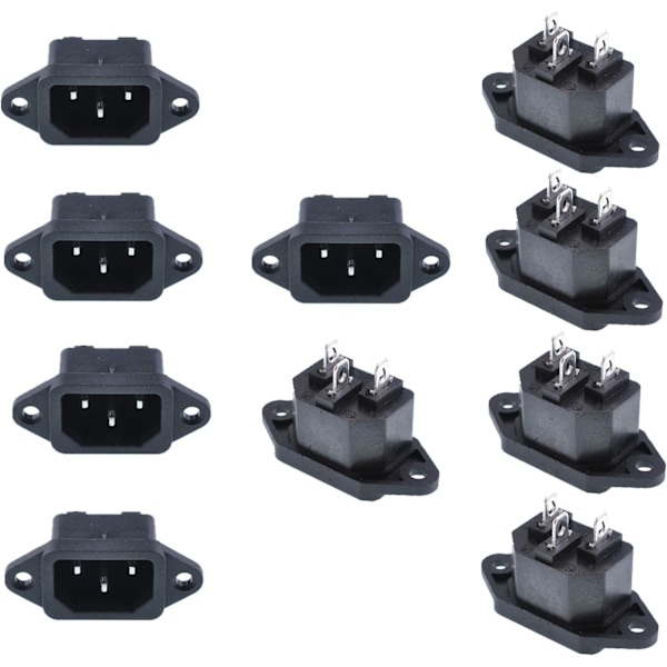 10 Pcs IEC 320 C14 Panel Mount Plug Adapter AC 250V 10A Power