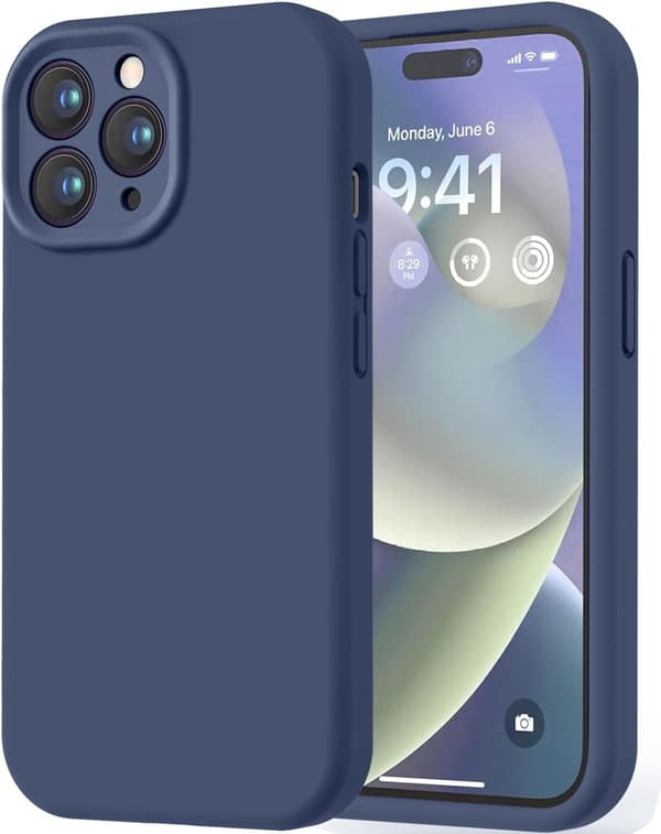 Premium silikonecover til iPhone 14 Pro Max - Ridsefast mikrofiberfor, stødsikker, 6,7 tommer (blå)