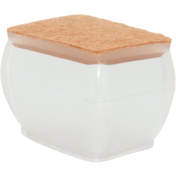 24 st transparenta möbelbenskydd med filt dynor, rektangulära stolsbensöverdrag för trägolv, förhindra repor, passar 38 till 51 mm x 25 till