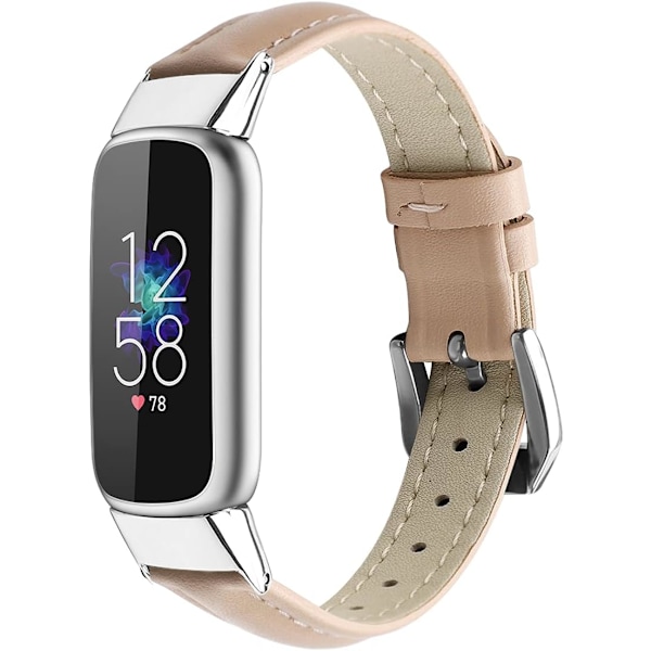 Leather Strap Compatible with Fitbit Luxe: Soft Breathable Sport Wristband with Metal Buckle