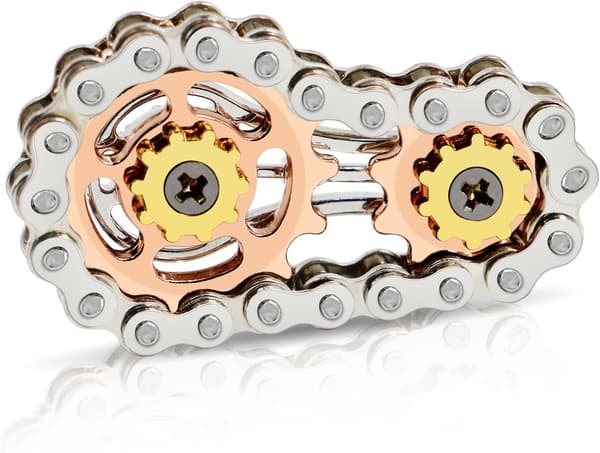 Cykelkæde Fidget Legetøj - 2 Gear Metal Spinner - Angstdæmpende for Voksne (Guld)